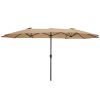 15x9ft Large Double-Sided Rectangular Outdoor Twin Patio Market Umbrella w/Crank-tan