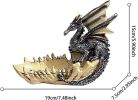 Dragon Statue Figurines - 6" Grey Medieval Dragon Decor Resin Tooth Boat Sculpture Ornaments Home Office Dragon Boat Storage