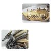 Dragon Statue Figurines - 6" Grey Medieval Dragon Decor Resin Tooth Boat Sculpture Ornaments Home Office Dragon Boat Storage