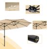 15x9ft Large Double-Sided Rectangular Outdoor Twin Patio Market Umbrella w/Crank-tan