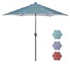 Outdoor Patio 8.7-Feet Market Table Umbrella with Push Button Tilt and Crank; Blue Stripes With 24 LED Lights[Umbrella Base is not Included]