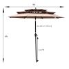 9Ft 3-Tiers Outdoor Patio Umbrella with Crank and tilt and Wind Vents for Garden Deck Backyard Pool Shade Outside Deck Swimming Pool