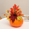 Halloween Decorations Pumpkins, Decorative Pumpkin with Maple and Flowers for Harvest Fall Decor Table Centerpiece Home Kitchen Party