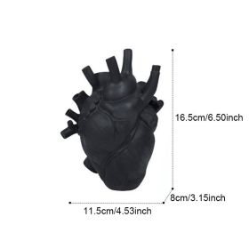 Vase In The Shape Of Human Heart, Home Decoration, Desktop Art Craft Ornament, Exquisite And High-end Indoor Vase, Organ Design Flower Container, Hall (Color: Black, size: 11.5*8*16.5)