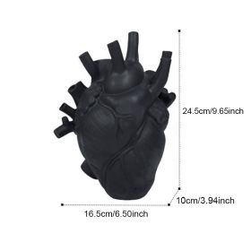 Vase In The Shape Of Human Heart, Home Decoration, Desktop Art Craft Ornament, Exquisite And High-end Indoor Vase, Organ Design Flower Container, Hall (Color: Black, size: 16.5*10*25)