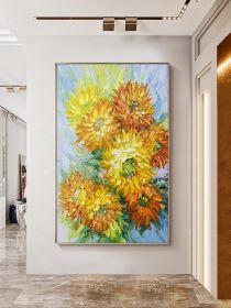 Poster Print Floral Vase Oil Painting Canvas Art Modern Wall Picture for Living Room Vincent Van Gogh Golden Sunflower (size: 90x120cm)