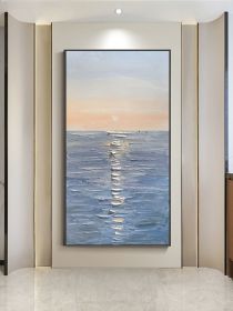 Handmade Canvas Oil Painting Interior Decoration Salon Sea Dawn Modern Art Mural Living Room Bedroom Office Hotel Hanging Poster (size: 150x220cm)