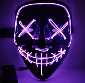 Black V Halloween Horror Glowing Mask (Color: purple)