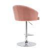 Velvet button bar stool with backrest and footrest, counter height bar chair