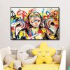 Hand Painted Oil Painting Abstract Portrait Wall Art Hand painted-Laughing Monkey Oil Paintings On Canvas-Hand Made Wall Graffiti-For Home Decoration